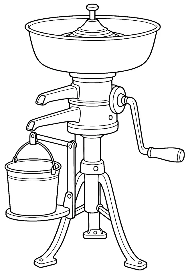 Coloriage de Écrémeuse : dessin au trait noir à colorier