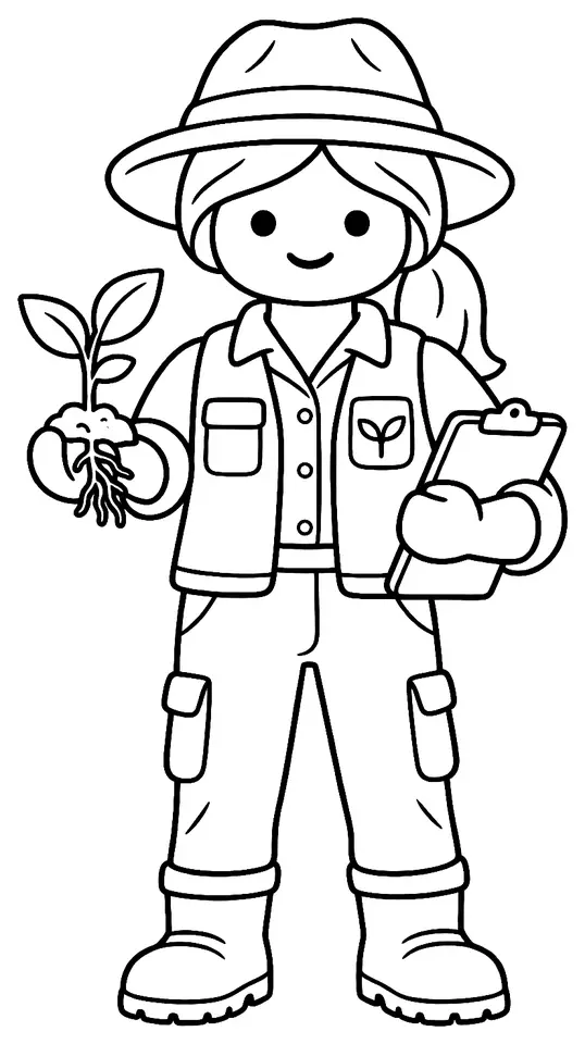 Coloriage de Agronome : dessin au trait noir à colorier