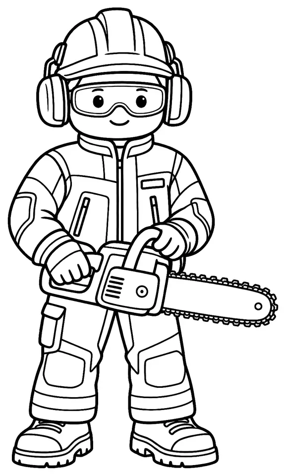Coloriage de Bûcheron : dessin au trait noir à colorier