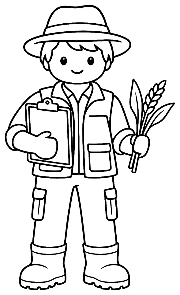 Coloriage de Conseiller agricole : dessin au trait noir à colorier