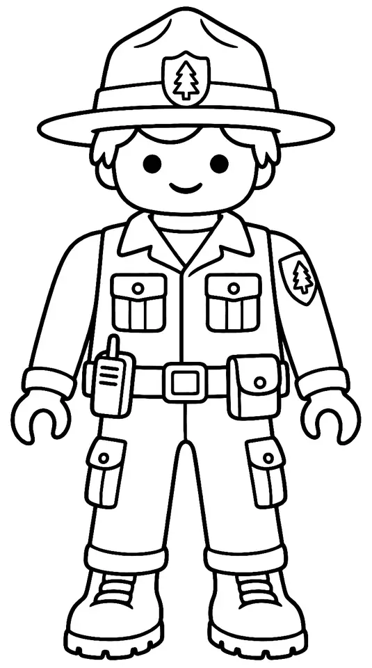 Coloriage de Garde forestier : dessin au trait noir à colorier