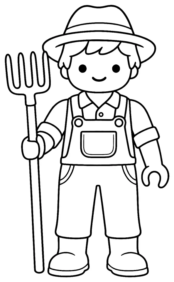 Coloriage de Ouvrier agricole : dessin au trait noir à colorier