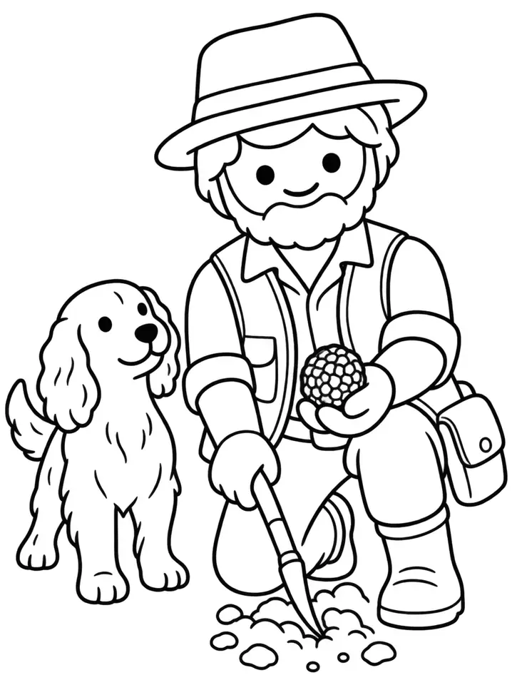 Coloriage de Trufficulteur : dessin au trait noir à colorier