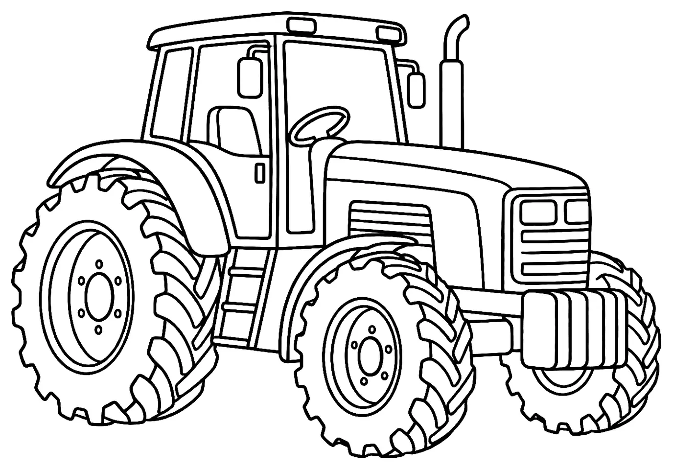 Coloriage de Tracteur : dessin au trait noir à colorier