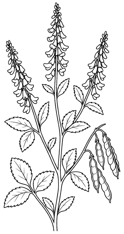 Coloriage de Mélilot officinal : dessin au trait noir à colorier