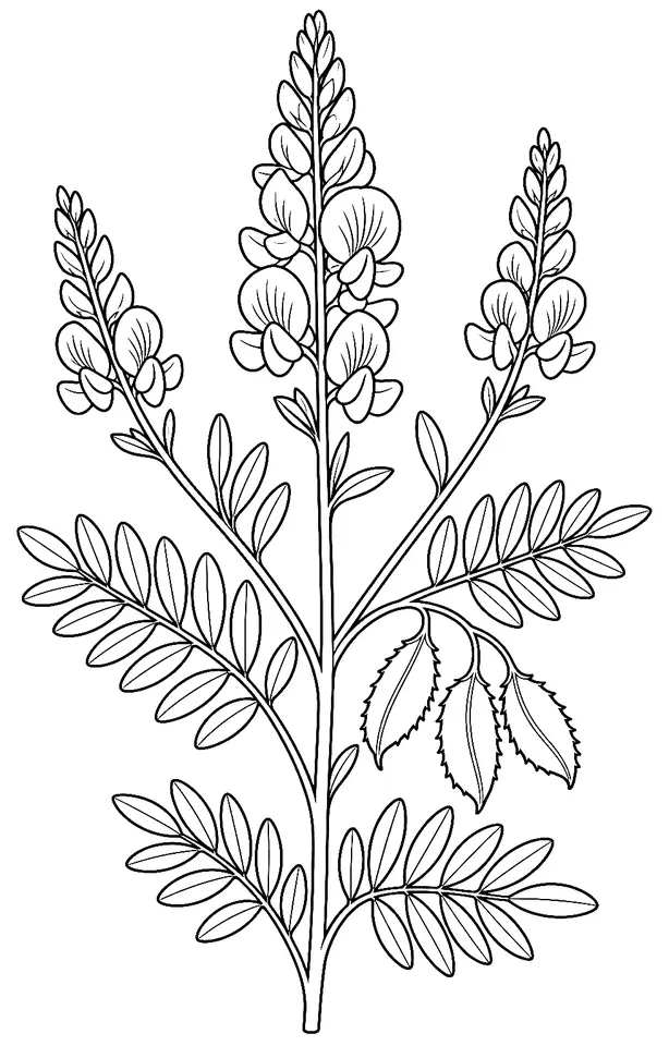 Coloriage de Sainfoin : dessin au trait noir à colorier