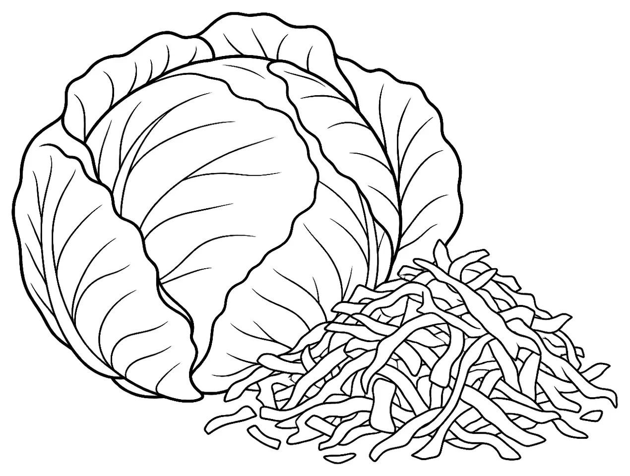 Coloriage de Chou à choucroute : dessin au trait noir à colorier
