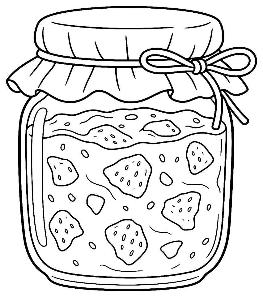 Coloriage de Confiture : dessin au trait noir à colorier