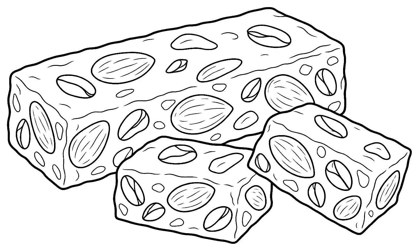 Coloriage de Nougat de Montélimar : dessin au trait noir à colorier