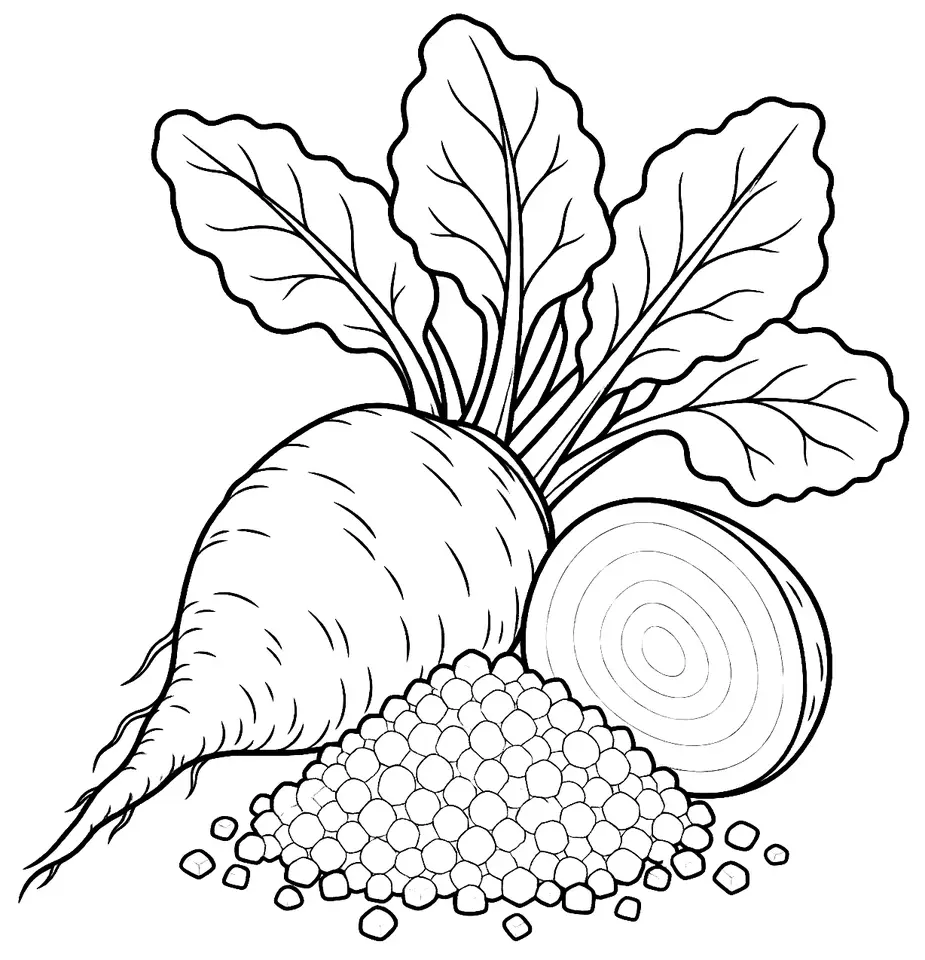 Coloriage de Sucre de betterave : dessin au trait noir à colorier