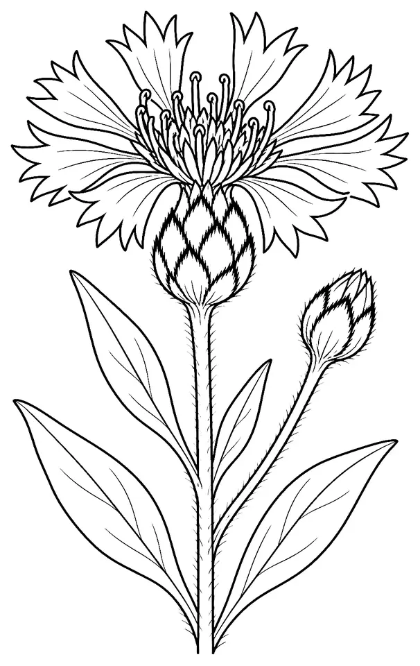 Coloriage de Centaurée des montagnes : dessin au trait noir à colorier