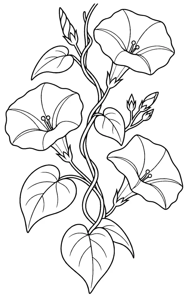 Coloriage de Ipomée : dessin au trait noir à colorier
