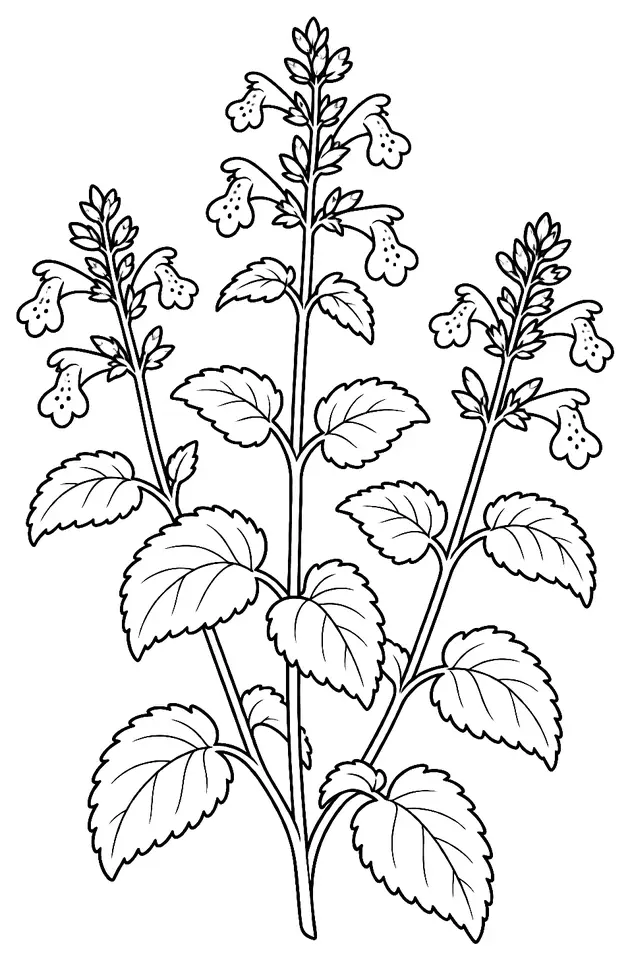 Coloriage de Népéta : dessin au trait noir à colorier