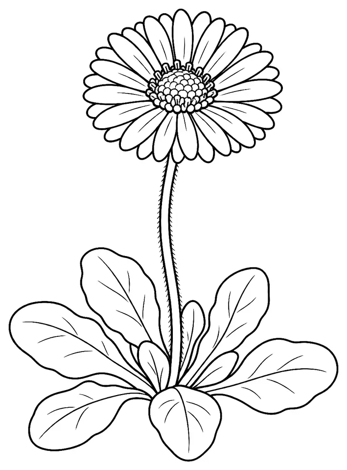 Coloriage de Pâquerette : dessin au trait noir à colorier