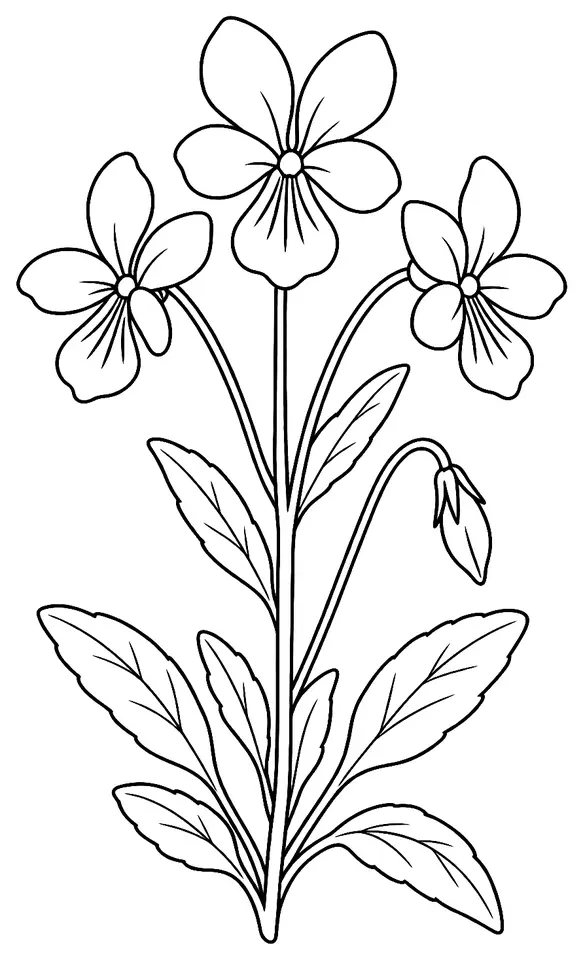 Coloriage de Pensée calaminaire : dessin au trait noir à colorier