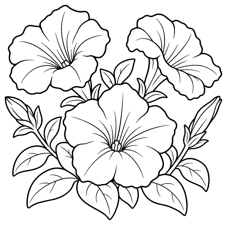 Coloriage de Pétunia : dessin au trait noir à colorier