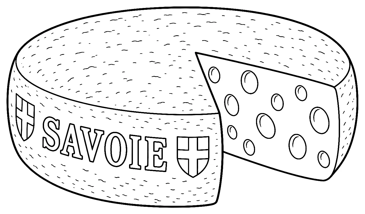 Coloriage de Emmental de Savoie : dessin au trait noir à colorier