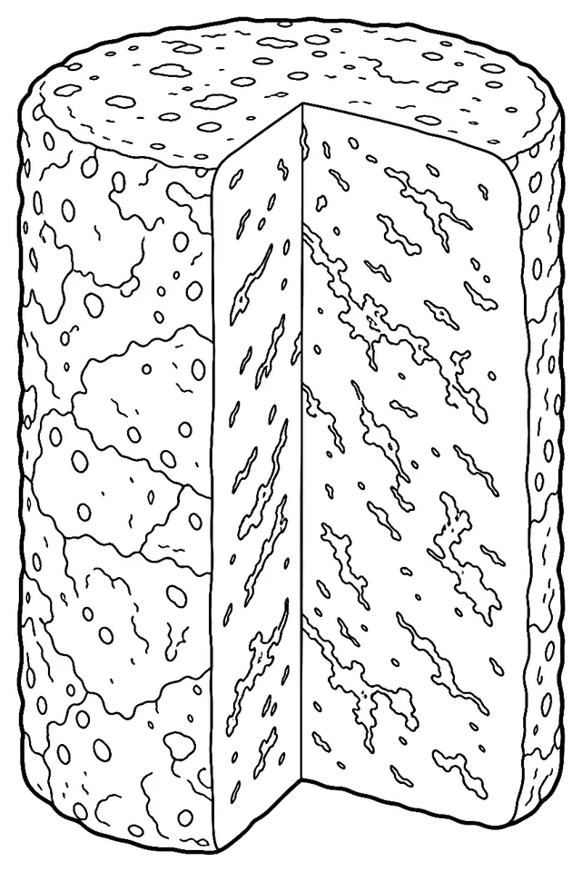 Coloriage de Fourme de Montbrison : dessin au trait noir à colorier