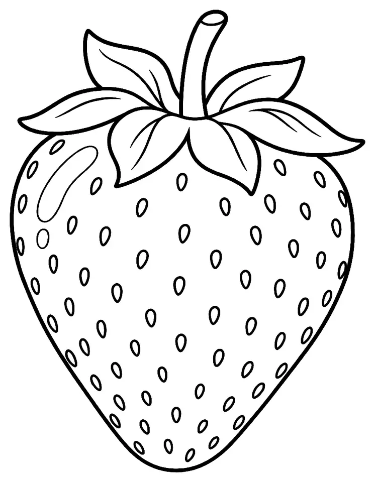 Coloriage de Fraise de Plougastel : dessin au trait noir à colorier