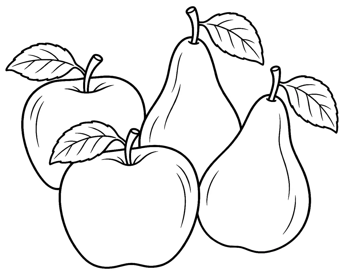 Coloriage de Pommes et poires de Savoie : dessin au trait noir à colorier