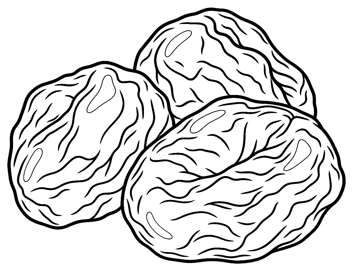 Coloriage de Pruneau d’Agen : dessin au trait noir à colorier