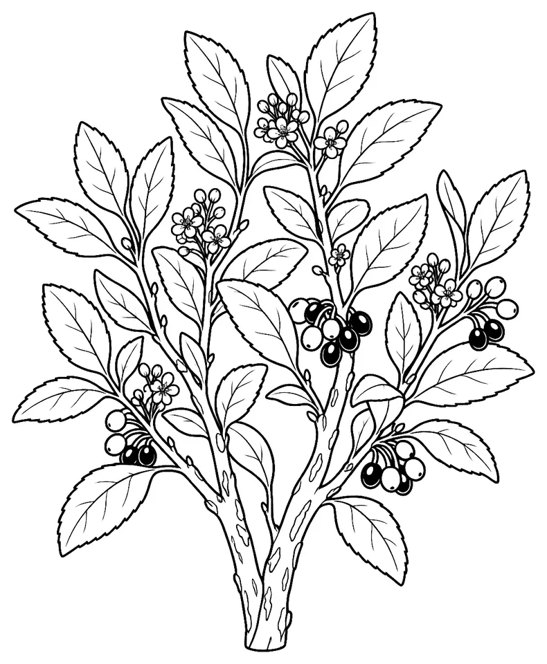 Coloriage de Alaterne : dessin au trait noir à colorier