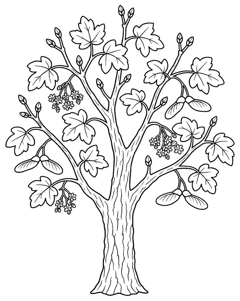 Coloriage de Érable champêtre : dessin au trait noir à colorier