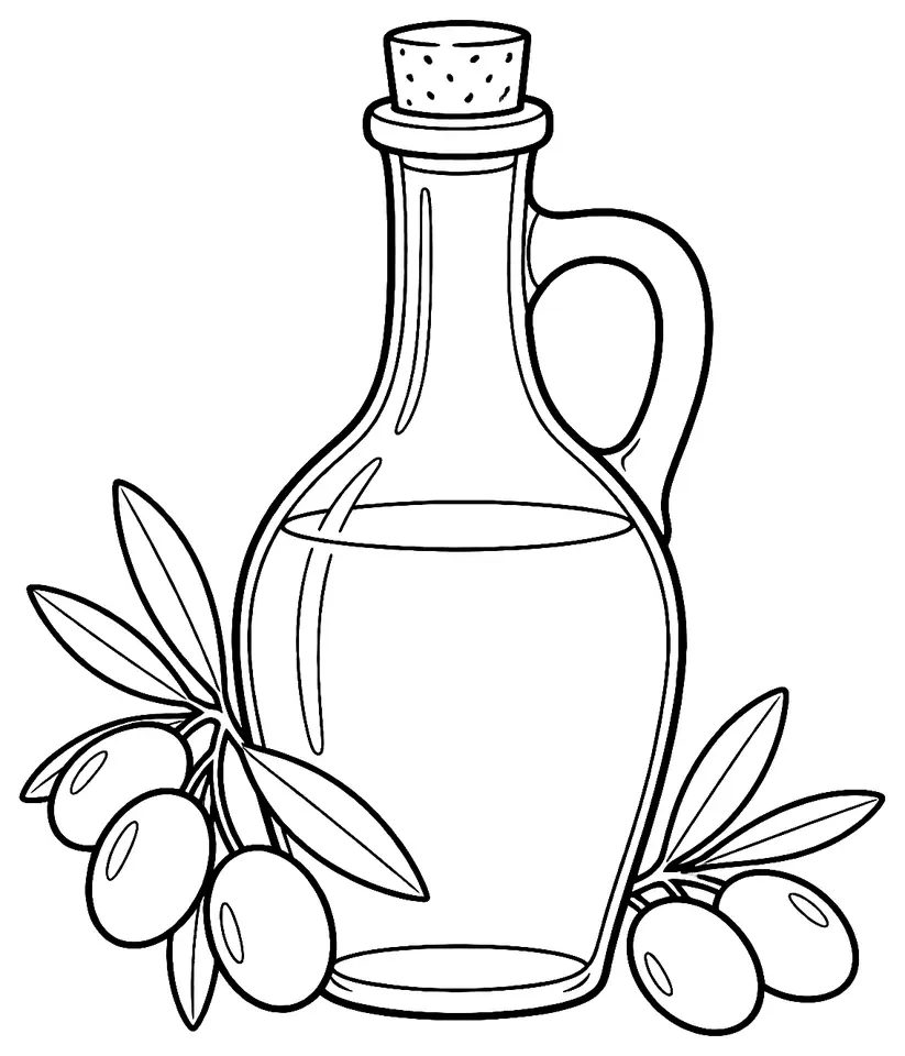 Coloriage de Huile d’olive de Corse : dessin au trait noir à colorier
