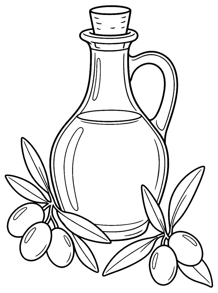 Coloriage de Huile d’olive de la vallée des Baux-de-Provence : dessin au trait noir à colorier
