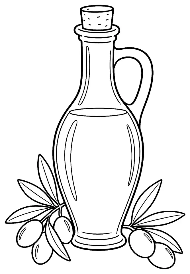 Coloriage de Huile d’olive de Nice : dessin au trait noir à colorier