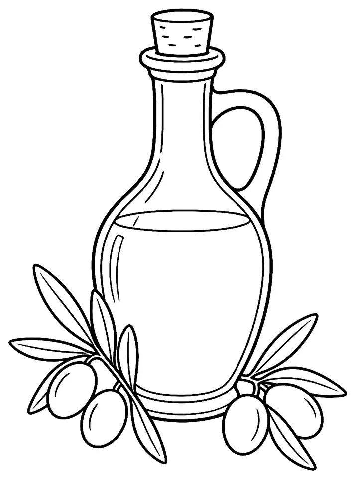 Coloriage de Huile d’olive de Nîmes : dessin au trait noir à colorier