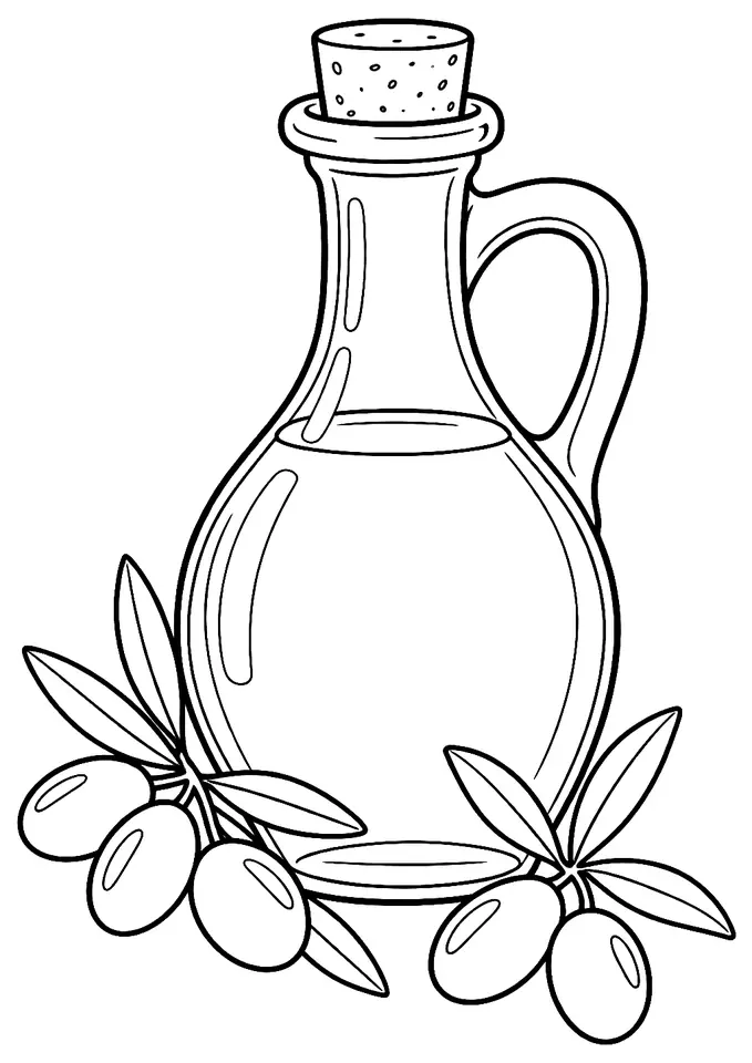 Coloriage de Huile d’olive de Provence : dessin au trait noir à colorier