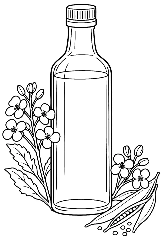 Coloriage de Huile de colza : dessin au trait noir à colorier