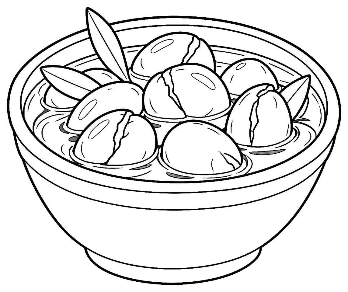 Coloriage de Olives cassées de la vallée des Baux-de-Provence (huile ou olive) : dessin au trait noir à colorier