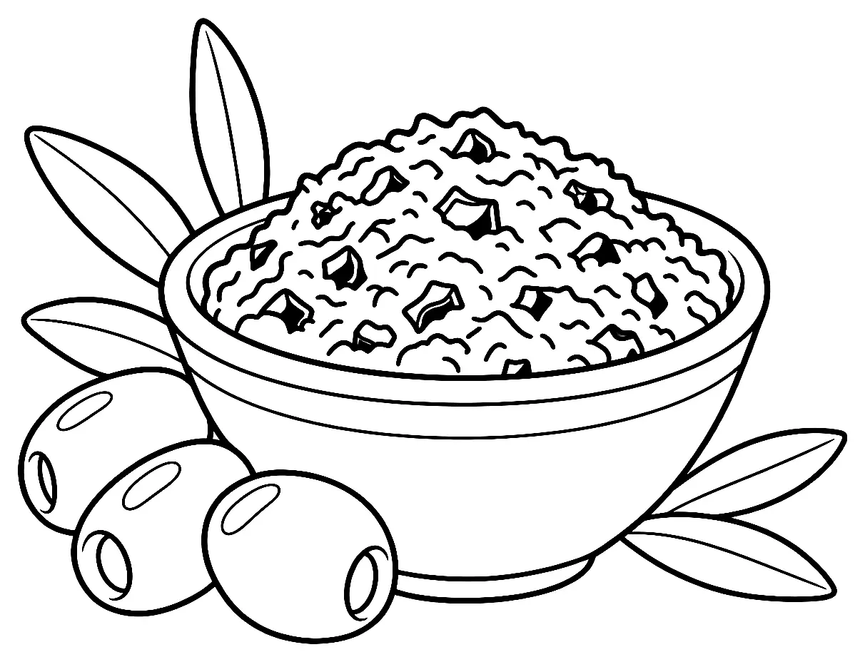 Coloriage de Tapenade : dessin au trait noir à colorier
