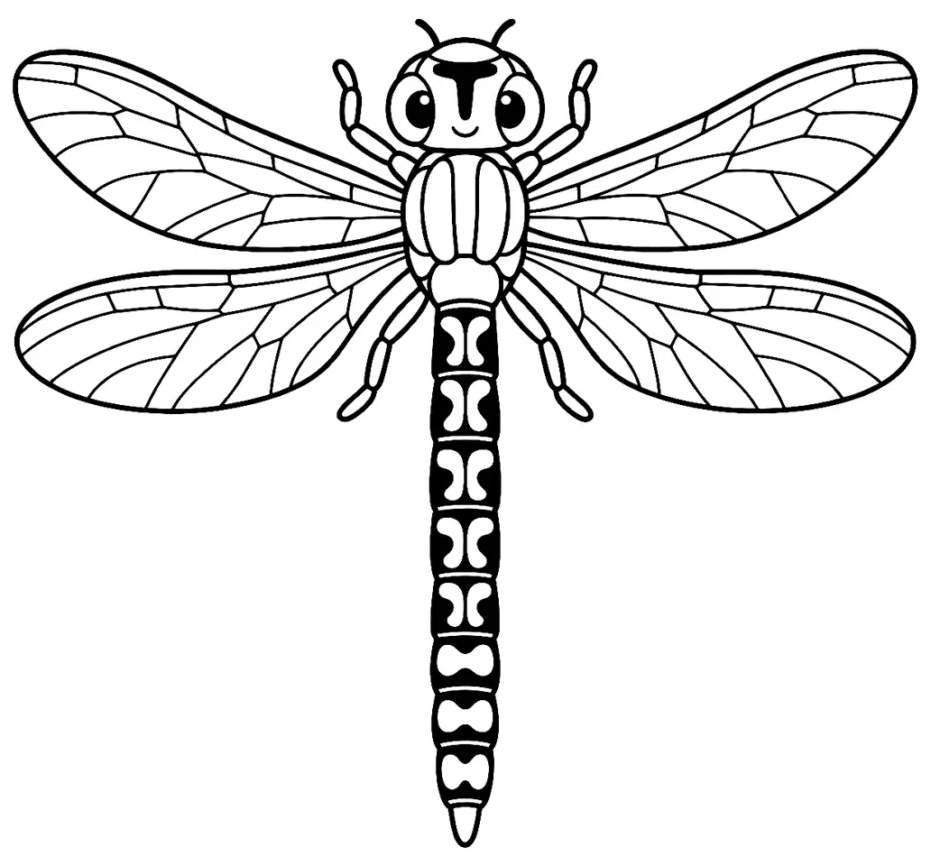 Coloriage de Aeschne bleue : dessin au trait noir à colorier