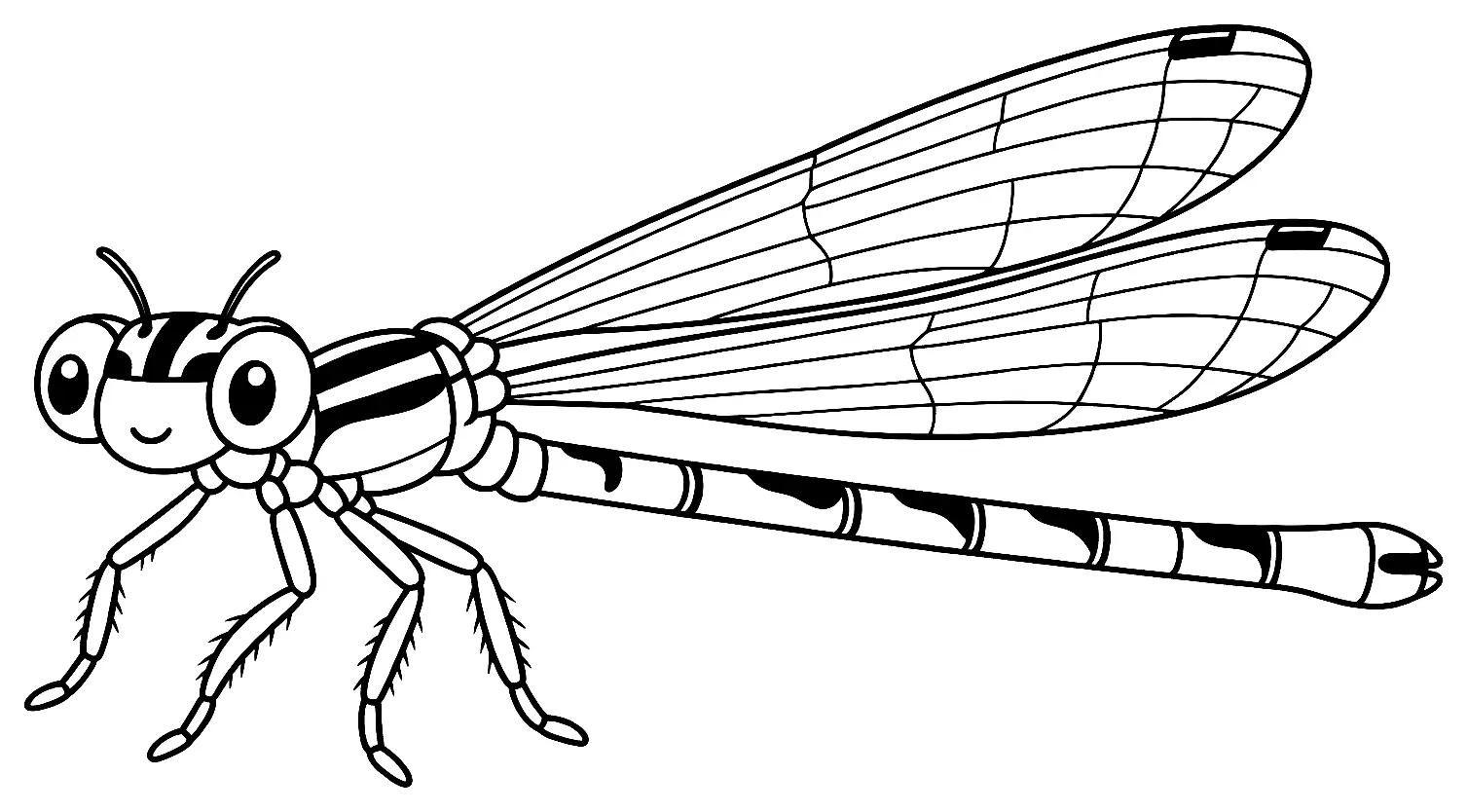 Coloriage de Agrion jouvencelle : dessin au trait noir à colorier