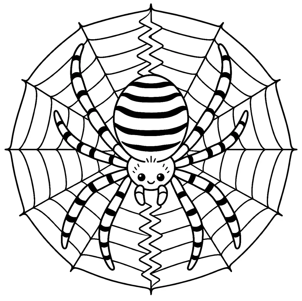 Coloriage de Argiope frelon : dessin au trait noir à colorier