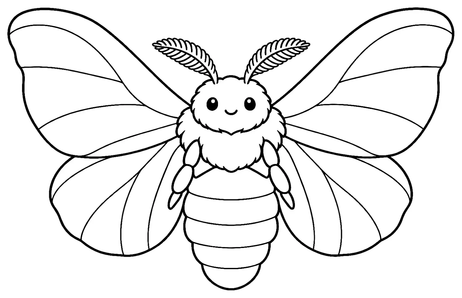 Coloriage de Bombyx du mûrier : dessin au trait noir à colorier