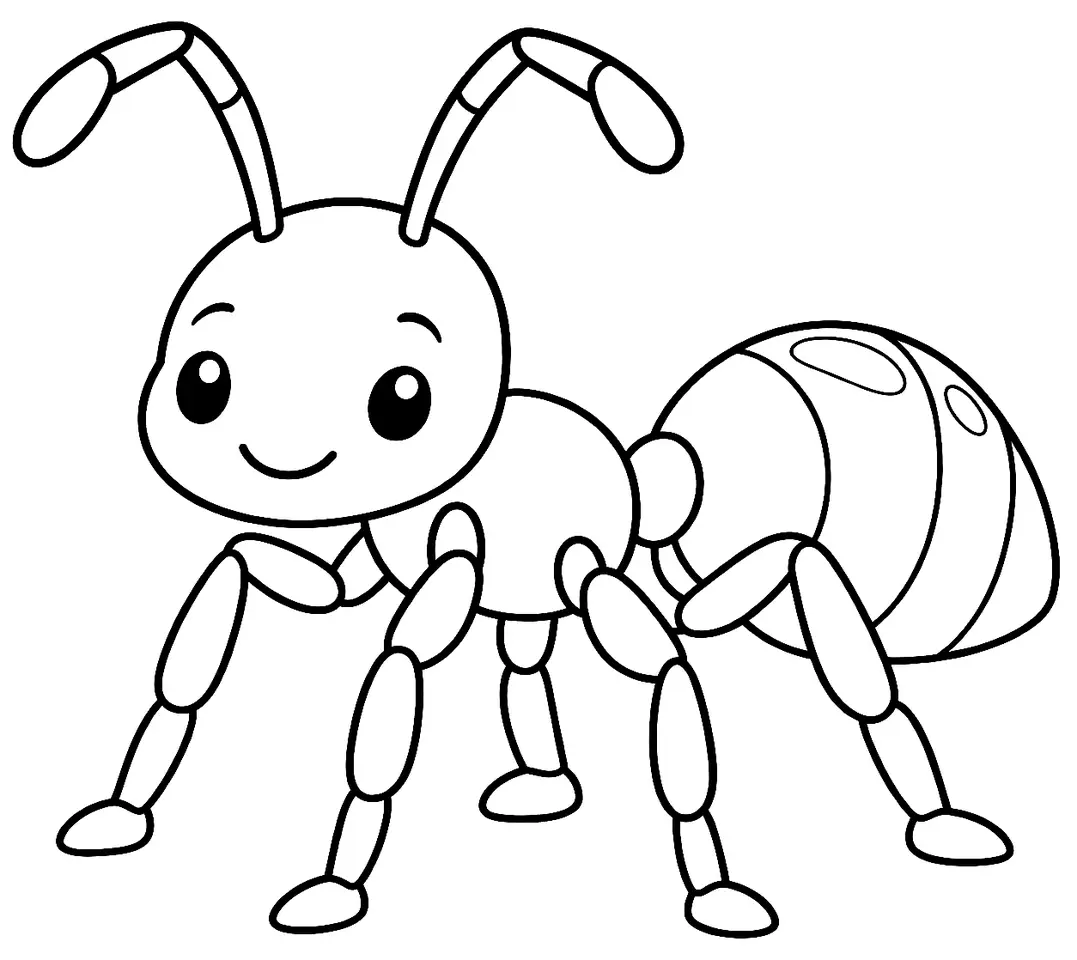 Coloriage de Fourmi noire des jardins : dessin au trait noir à colorier