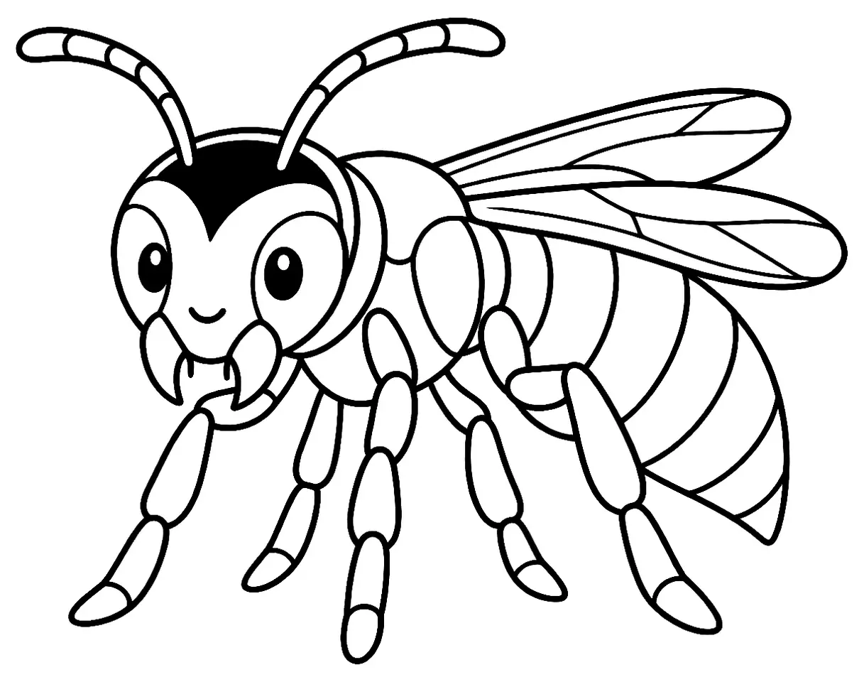 Coloriage de Frelon asiatique : dessin au trait noir à colorier