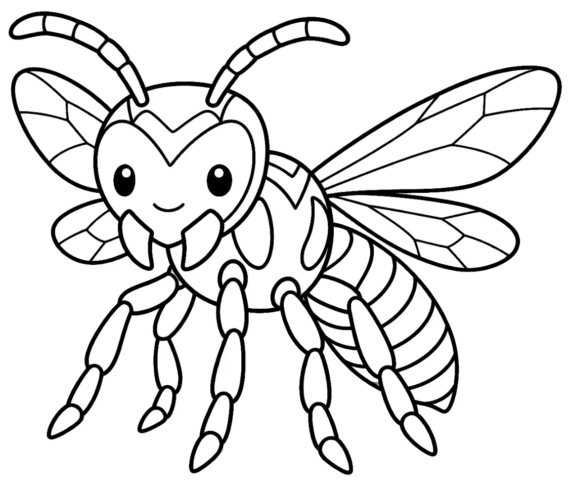Coloriage de Frelon européen : dessin au trait noir à colorier