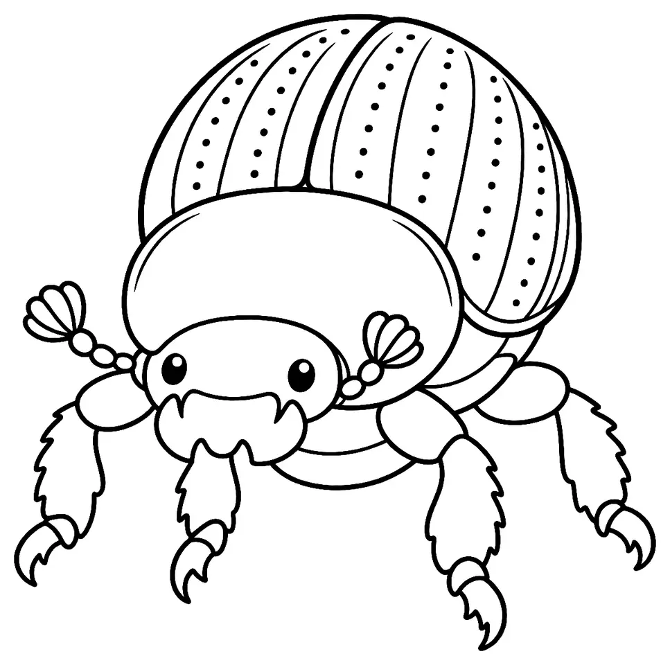 Coloriage de Géotrupe du fumier : dessin au trait noir à colorier