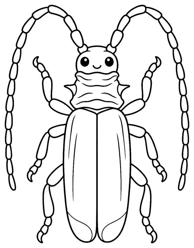Coloriage de Grand capricorne : dessin au trait noir à colorier