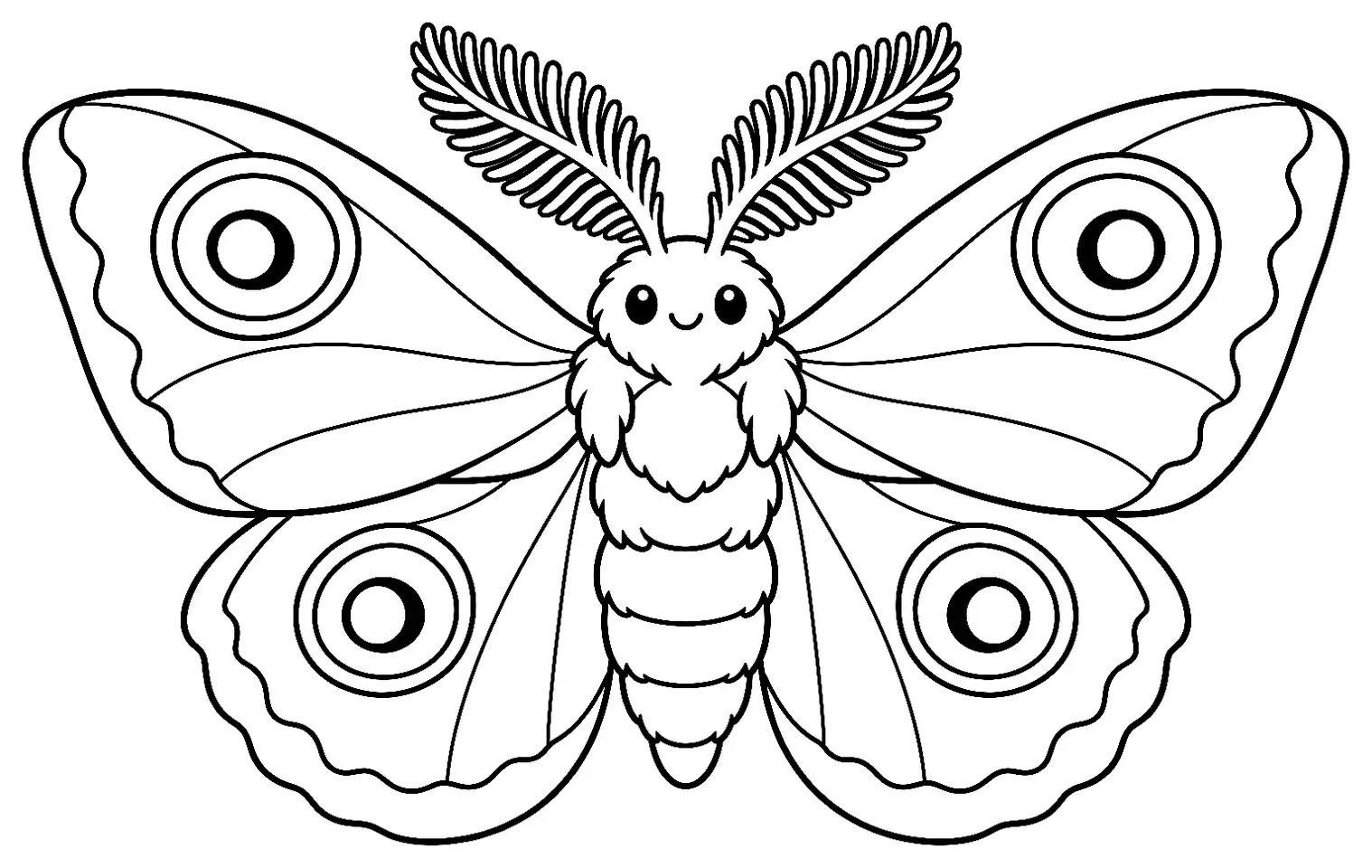 Coloriage de Grand paon de nuit : dessin au trait noir à colorier