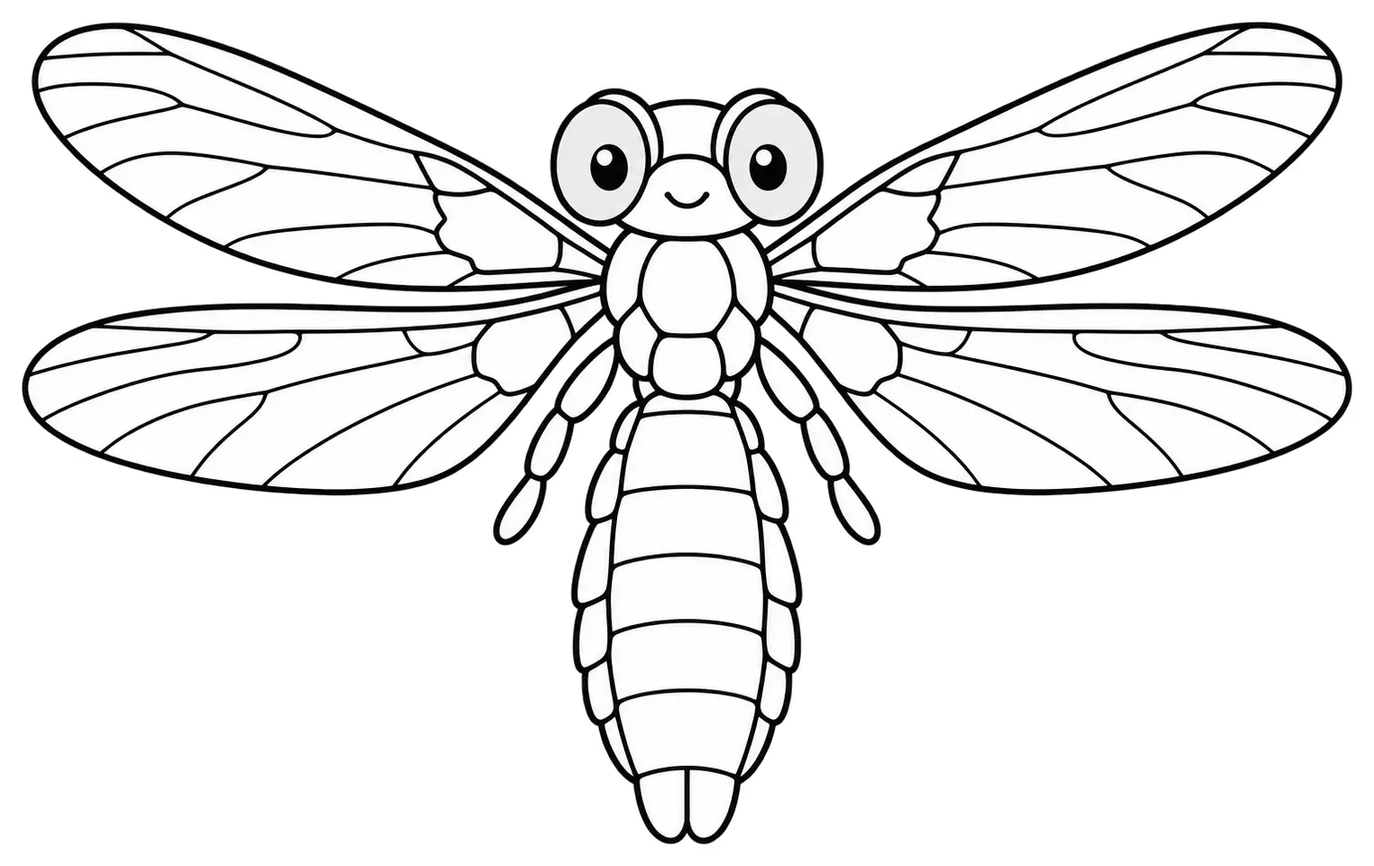Coloriage de Libellule déprimée : dessin au trait noir à colorier