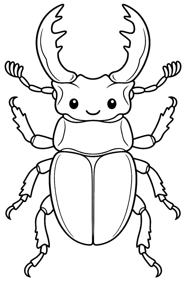 Coloriage de Lucane cerf-volant : dessin au trait noir à colorier