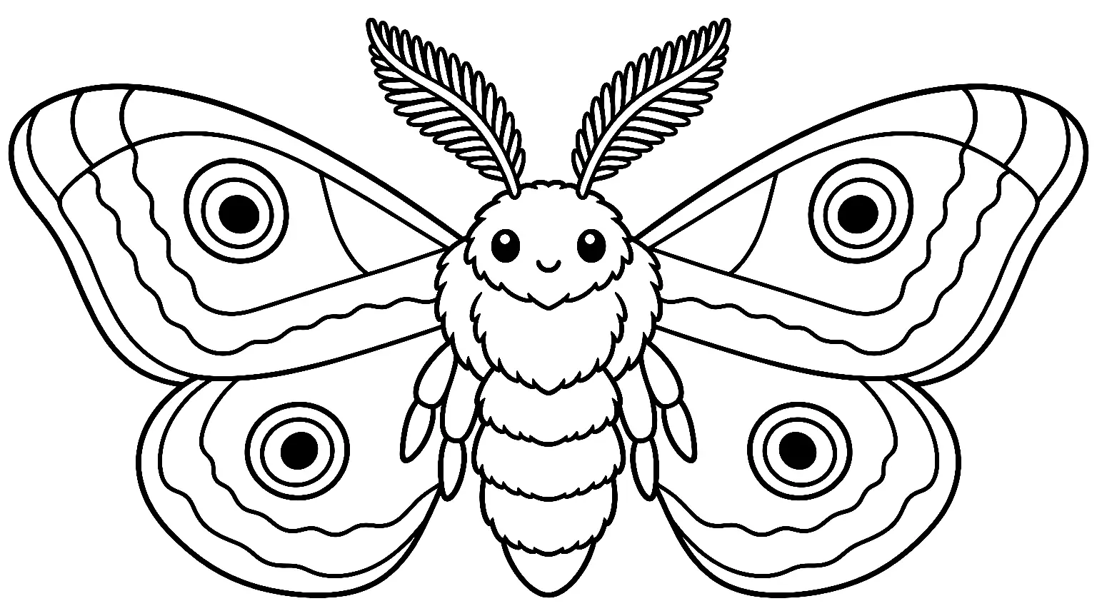 Coloriage de Petit paon de nuit : dessin au trait noir à colorier