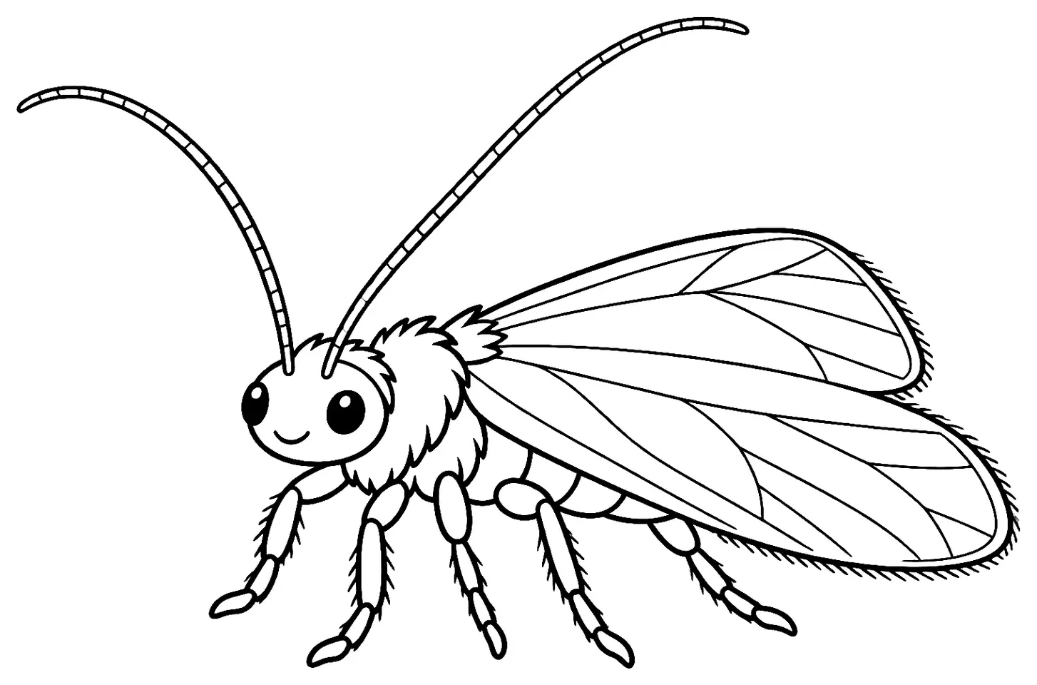 Coloriage de Phrygane : dessin au trait noir à colorier