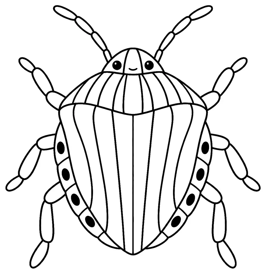 Coloriage de Punaise arlequin : dessin au trait noir à colorier